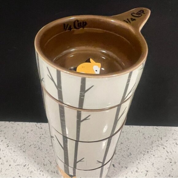 KITSCH’N GLAM Stackable Fox Birch Trees Themed Measuring Cups Set of 4 - Picture 3 of 15